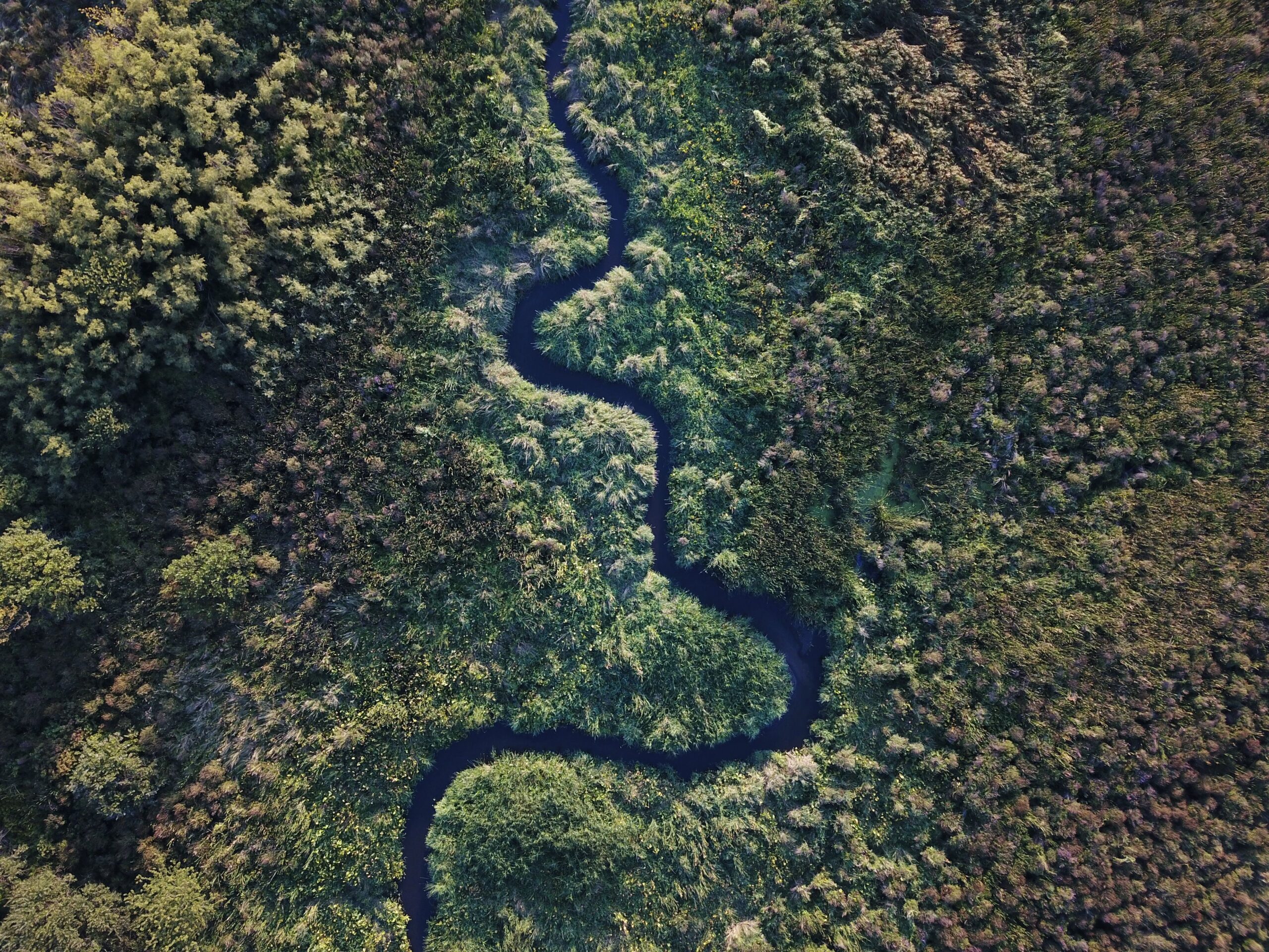 Letecký pohľad na rieku a mokrade delty Okavango
